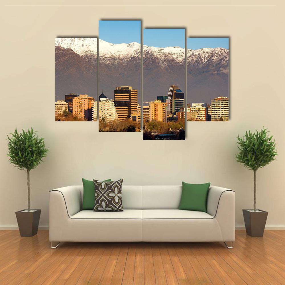 Skyline Of Providencia District In Santiago De Chile Canvas Wall Art-4 Pop-Gallery Wrap-50" x 32"-Tiaracle
