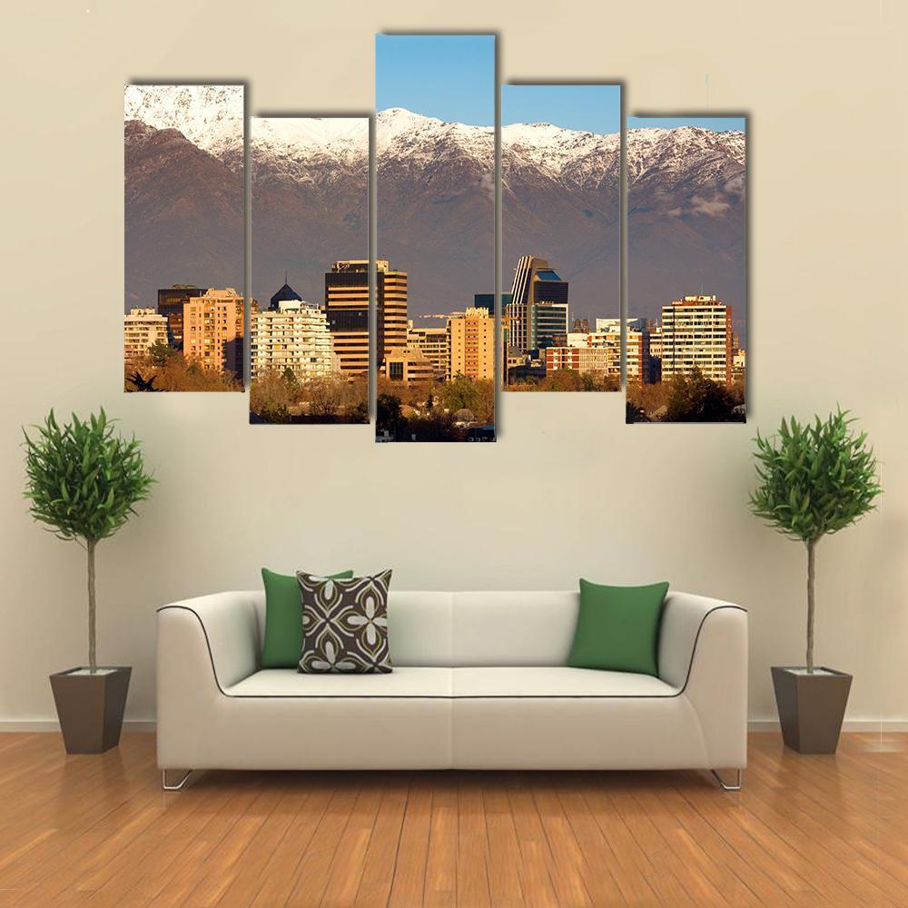 Skyline Of Providencia District In Santiago De Chile Canvas Wall Art-5 Pop-Gallery Wrap-47" x 32"-Tiaracle