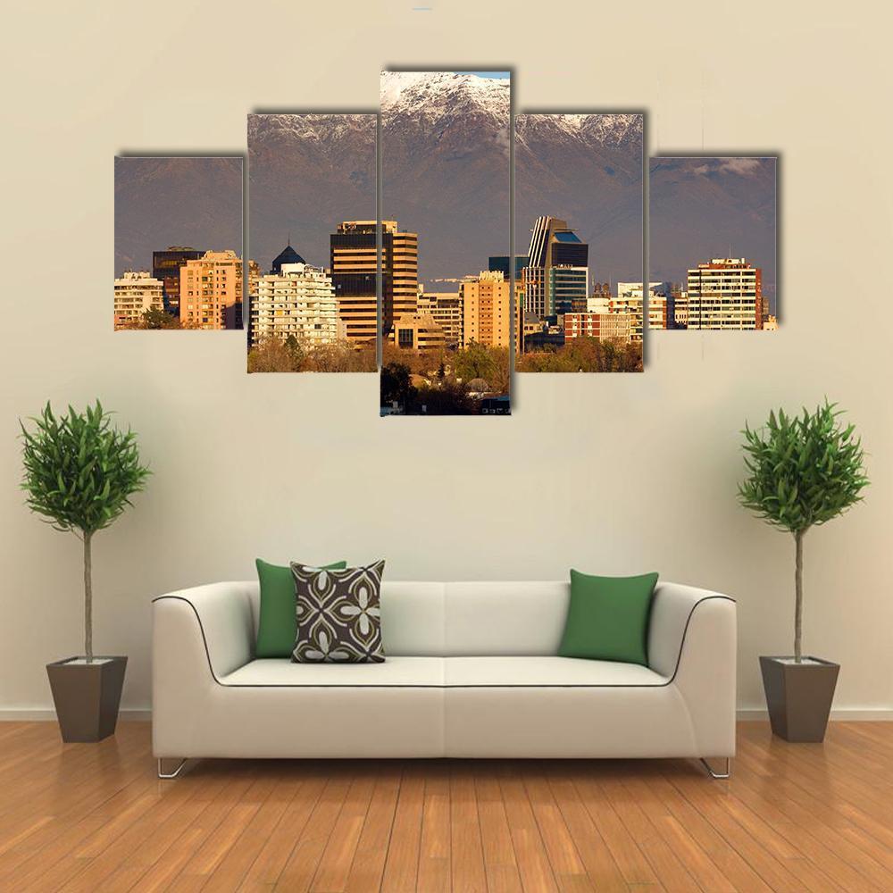 Skyline Of Providencia District In Santiago De Chile Canvas Wall Art-5 Star-Gallery Wrap-62" x 32"-Tiaracle