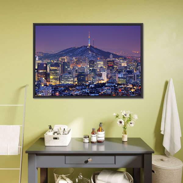 Skyline Of Seoul Canvas Wall Art-5 Horizontal-Gallery Wrap-22" x 12"-Tiaracle