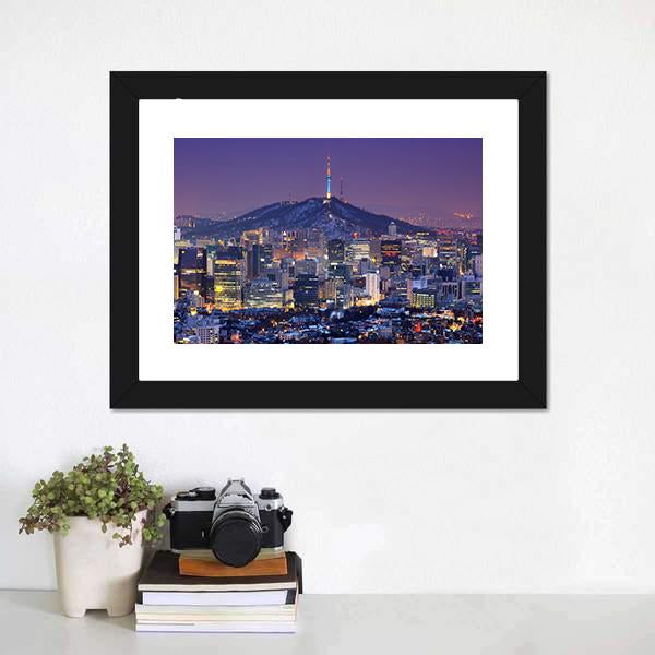 Skyline Of Seoul Canvas Wall Art-5 Horizontal-Gallery Wrap-22" x 12"-Tiaracle