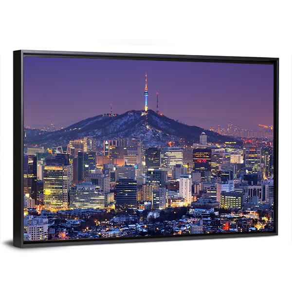Skyline Of Seoul Canvas Wall Art-5 Horizontal-Gallery Wrap-22" x 12"-Tiaracle