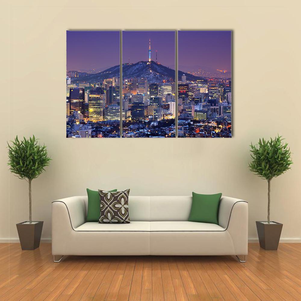 Skyline Of Seoul Canvas Wall Art-3 Horizontal-Gallery Wrap-37" x 24"-Tiaracle