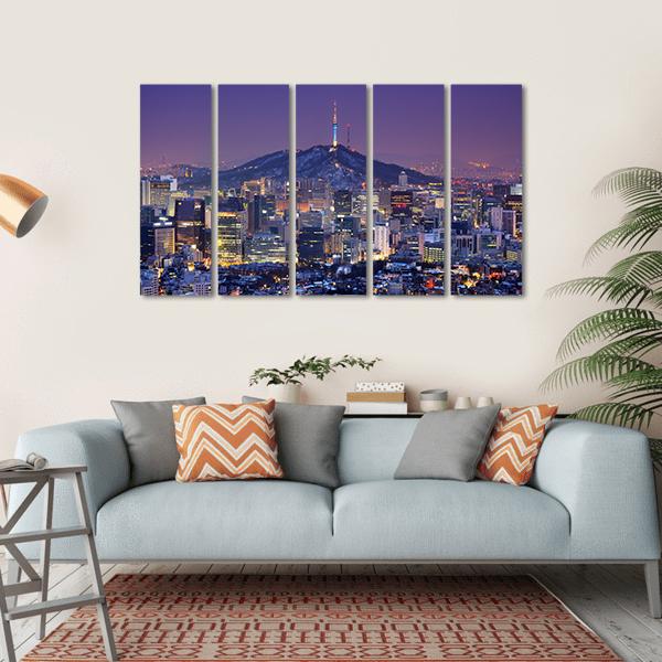 Skyline Of Seoul Canvas Wall Art-5 Horizontal-Gallery Wrap-22" x 12"-Tiaracle