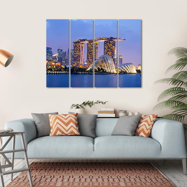 Skyline Of Singapore Canvas Wall Art-4 Horizontal-Gallery Wrap-34" x 24"-Tiaracle