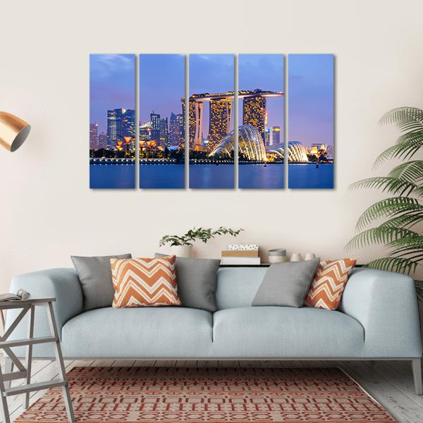 Skyline Of Singapore Canvas Wall Art-5 Horizontal-Gallery Wrap-22" x 12"-Tiaracle
