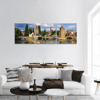 Strasbourg River Skyline Panoramic Canvas Wall Art - 3 Piece / 25" x 08"