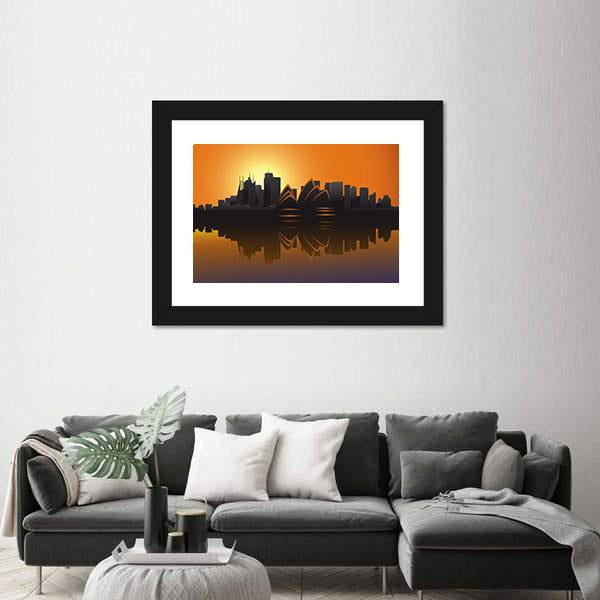Skyline Of Sydney At Sunset Canvas Wall Art-3 Horizontal-Gallery Wrap-25" x 16"-Tiaracle