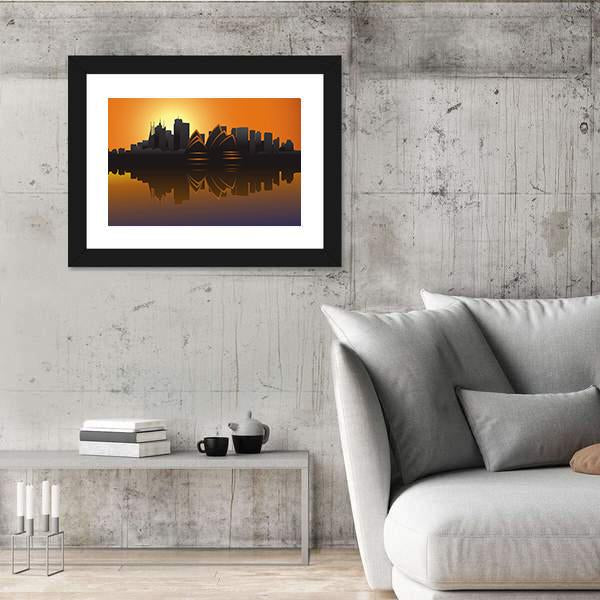 Skyline Of Sydney At Sunset Canvas Wall Art-3 Horizontal-Gallery Wrap-25" x 16"-Tiaracle