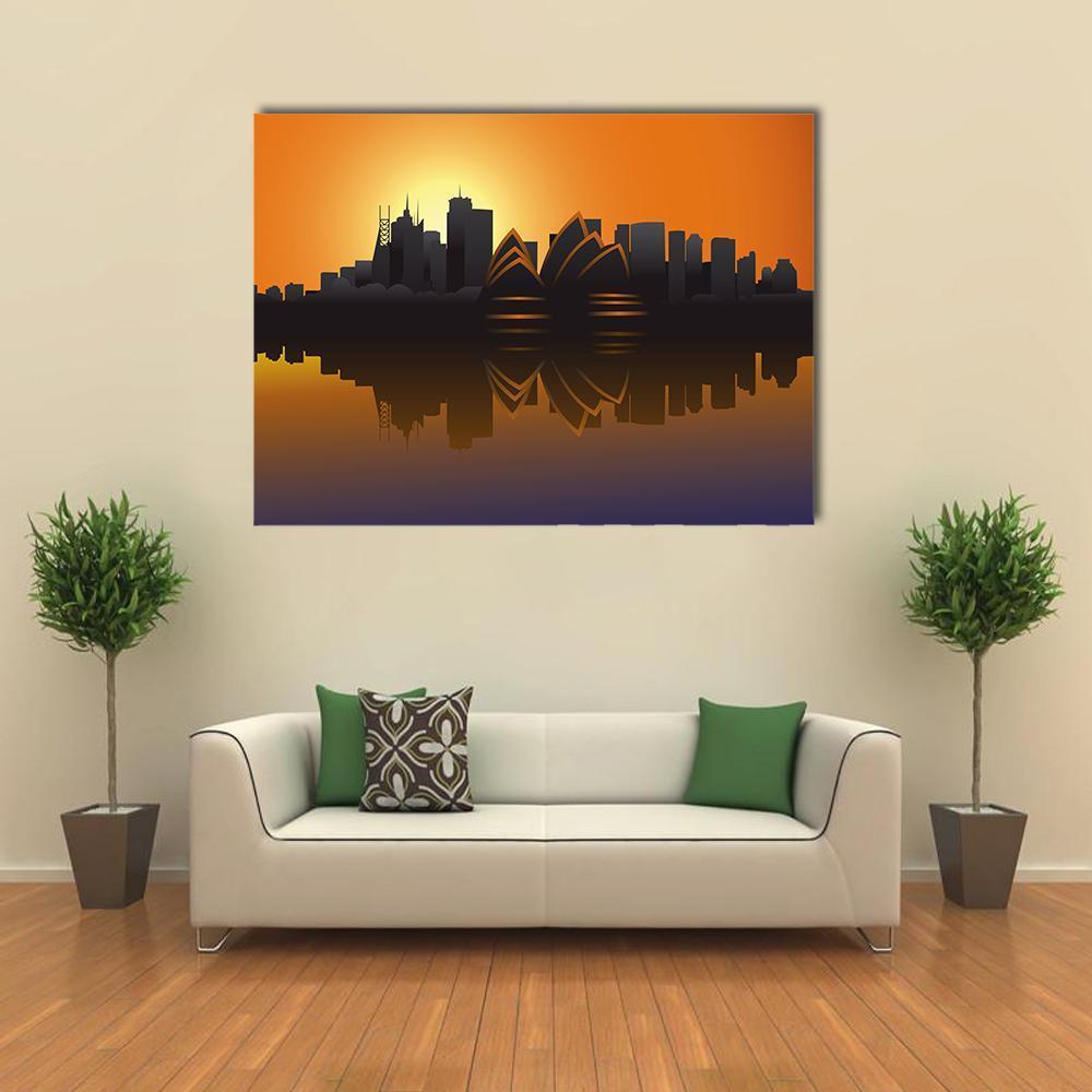 Skyline Of Sydney At Sunset Canvas Wall Art-5 Pop-Gallery Wrap-47" x 32"-Tiaracle
