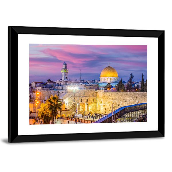 Skyline of the Al Aqsa Mosque In Jerusalem Panoramic Canvas Wall Art-1 Piece-36" x 12"-Tiaracle