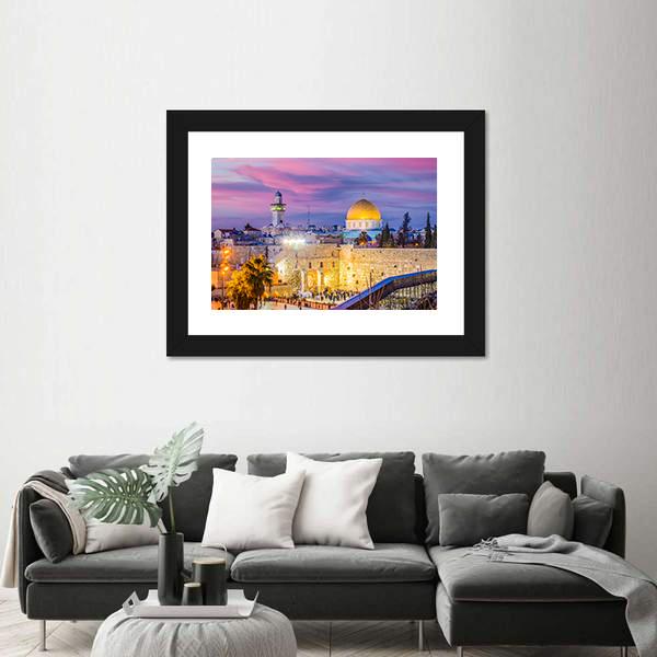 Skyline of the Al Aqsa Mosque In Jerusalem Panoramic Canvas Wall Art-1 Piece-36" x 12"-Tiaracle