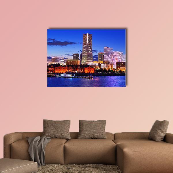 Skyline Of Yokohama Canvas Wall Art-1 Piece-Gallery Wrap-48" x 32"-Tiaracle