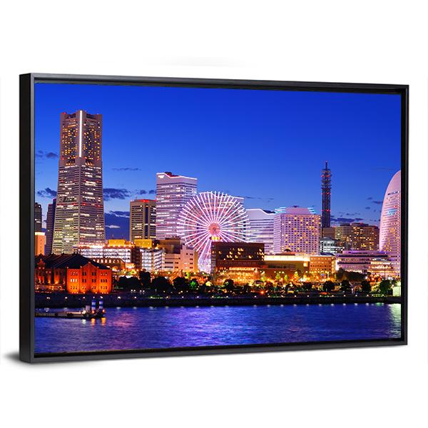 Skyline Of Yokohama Canvas Wall Art-3 Horizontal-Gallery Wrap-25" x 16"-Tiaracle