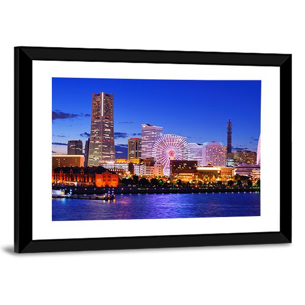 Skyline Of Yokohama Canvas Wall Art-3 Horizontal-Gallery Wrap-25" x 16"-Tiaracle