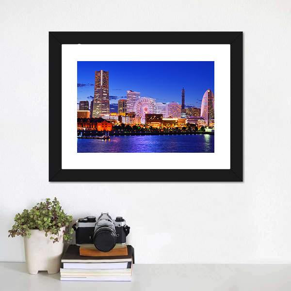 Skyline Of Yokohama Canvas Wall Art-1 Piece-Framed Print-20" x 16"-Tiaracle
