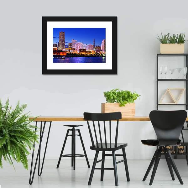Skyline Of Yokohama Canvas Wall Art-3 Horizontal-Gallery Wrap-25" x 16"-Tiaracle