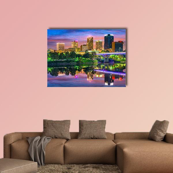 Skyline On The Arkansas River Canvas Wall Art-1 Piece-Gallery Wrap-48" x 32"-Tiaracle