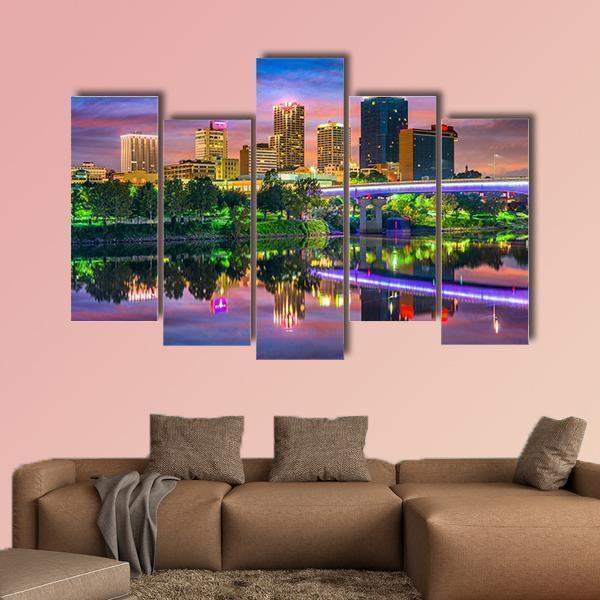 Skyline On The Arkansas River Canvas Wall Art-5 Pop-Gallery Wrap-47" x 32"-Tiaracle