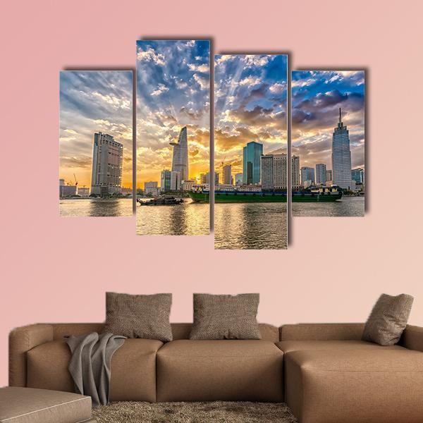 River In Ho Chi Minh City Canvas Wall Art-4 Pop-Gallery Wrap-50" x 32"-Tiaracle