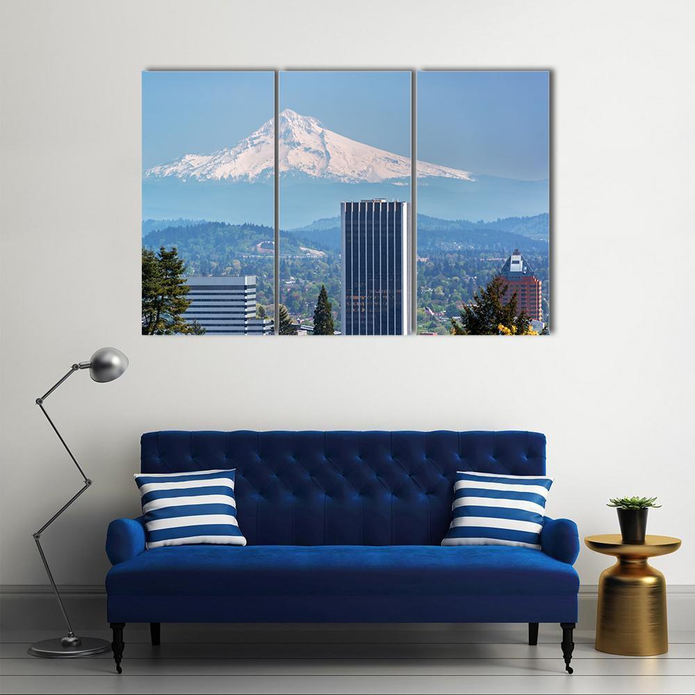 Skyscrapers In Downtown Portland Canvas Wall Art-3 Horizontal-Gallery Wrap-37" x 24"-Tiaracle