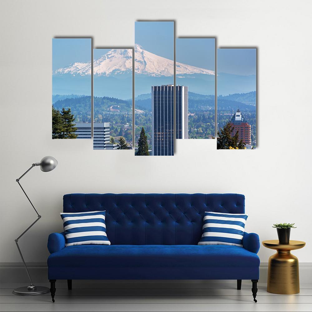 Skyscrapers In Downtown Portland Canvas Wall Art-5 Pop-Gallery Wrap-47" x 32"-Tiaracle