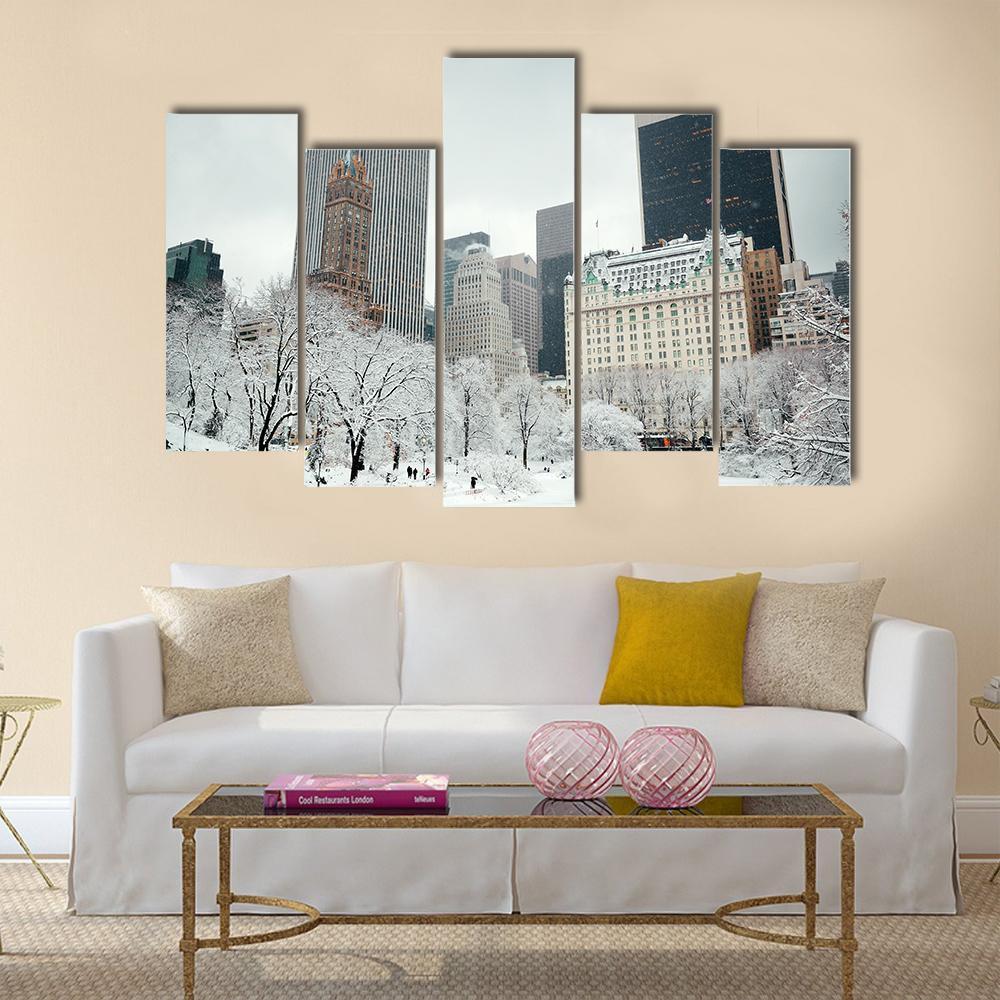 Skyscrapers In Midtown Manhattan Canvas Wall Art-5 Pop-Gallery Wrap-47" x 32"-Tiaracle