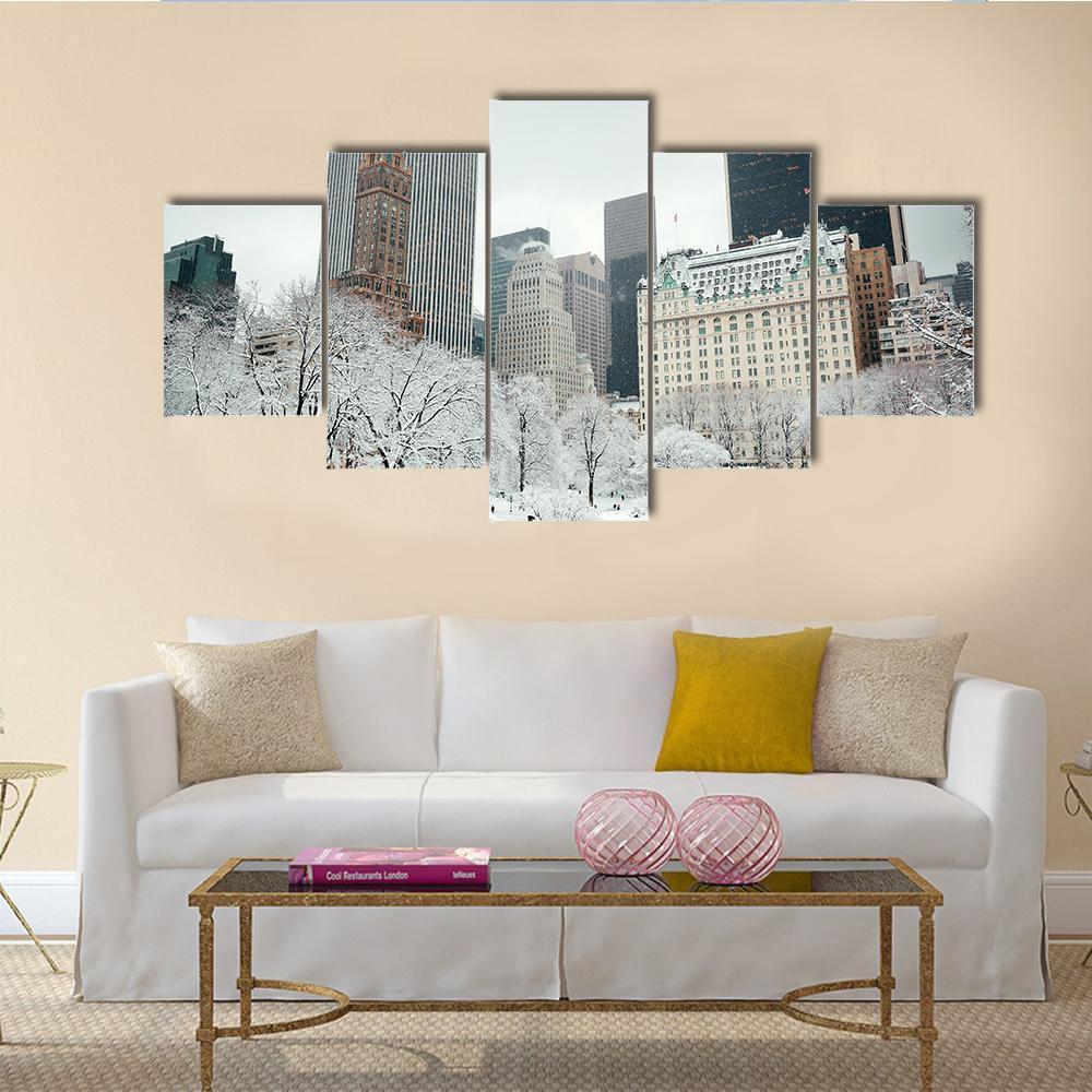 Skyscrapers In Midtown Manhattan Canvas Wall Art-5 Star-Gallery Wrap-62" x 32"-Tiaracle