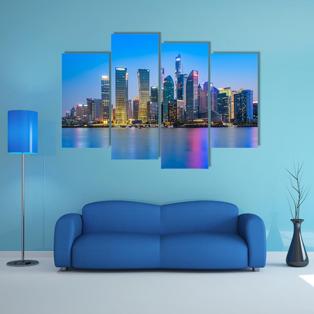 Skyscrapers In Shanghai Financial District Canvas Wall Art-4 Pop-Gallery Wrap-50&quot; x 32&quot;-Tiaracle