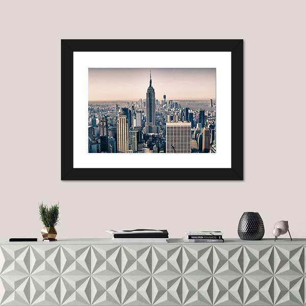 Skyscrapers Of New York City Canvas Wall Art-1 Piece-Framed Print-20" x 16"-Tiaracle