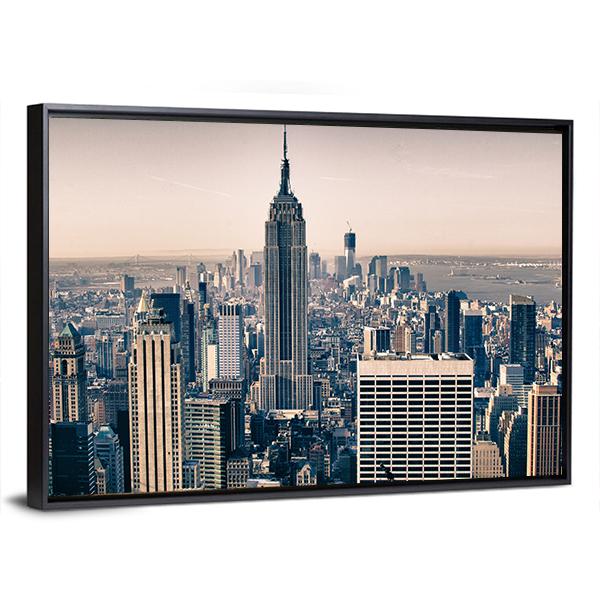 Skyscrapers Of New York City Canvas Wall Art-3 Horizontal-Gallery Wrap-25" x 16"-Tiaracle