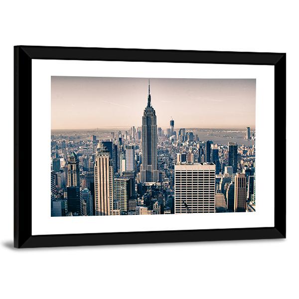 Skyscrapers Of New York City Canvas Wall Art-3 Horizontal-Gallery Wrap-25" x 16"-Tiaracle