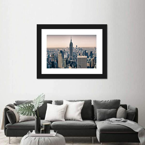 Skyscrapers Of New York City Canvas Wall Art-3 Horizontal-Gallery Wrap-25" x 16"-Tiaracle