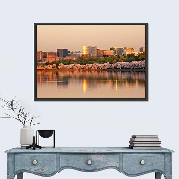 Skyscrapers Of Rosslyn Canvas Wall Art-1 Piece-Floating Frame-24" x 16"-Tiaracle