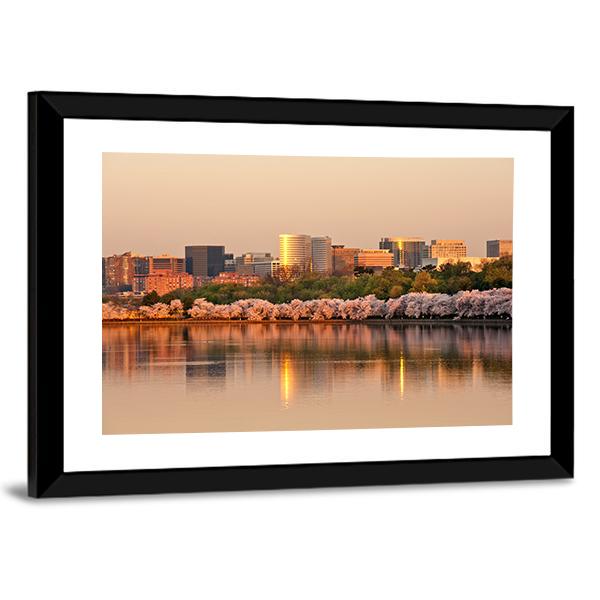 Skyscrapers Of Rosslyn Canvas Wall Art-3 Horizontal-Gallery Wrap-25" x 16"-Tiaracle