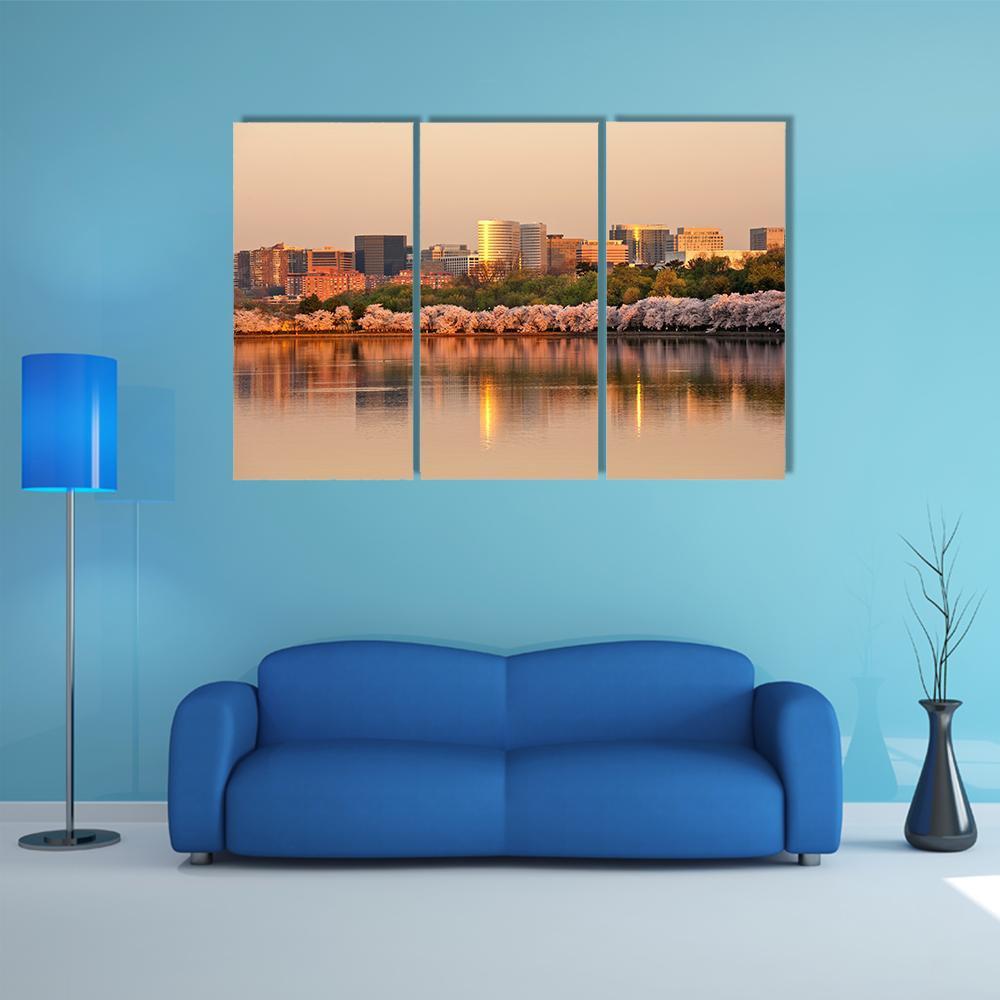 Skyscrapers Of Rosslyn Canvas Wall Art-3 Horizontal-Gallery Wrap-37" x 24"-Tiaracle
