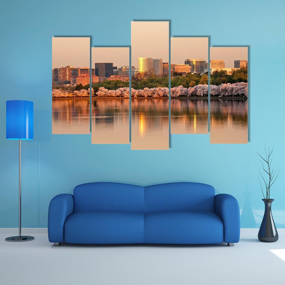 Skyscrapers Of Rosslyn Canvas Wall Art-5 Pop-Gallery Wrap-47" x 32"-Tiaracle