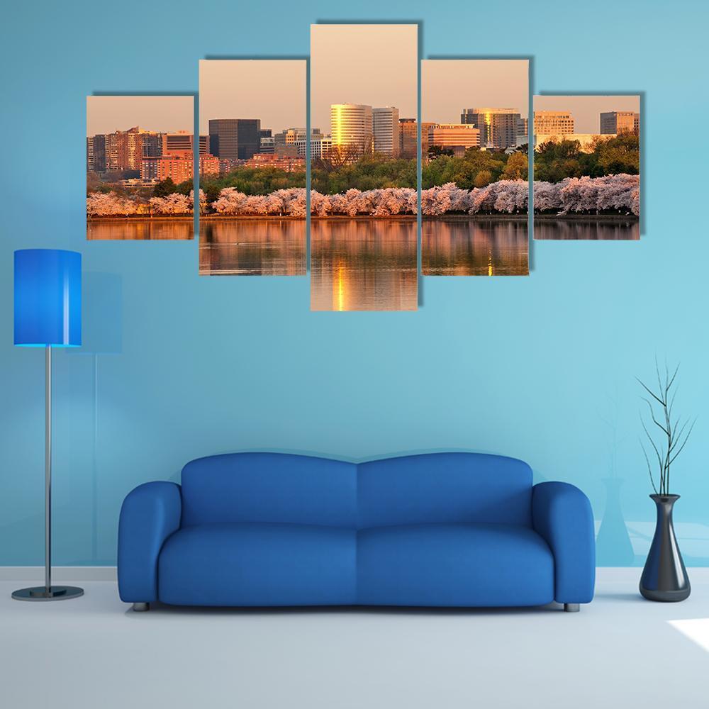Skyscrapers Of Rosslyn Canvas Wall Art-5 Star-Gallery Wrap-62" x 32"-Tiaracle