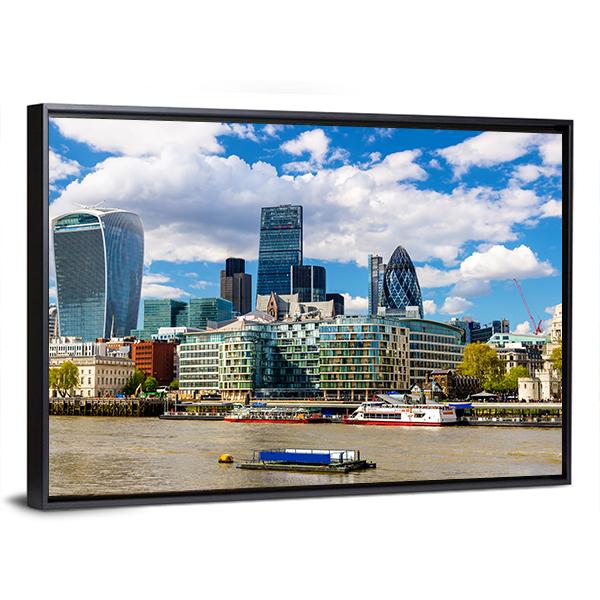 Skyscrapers Of The City Of London Canvas Wall Art-3 Horizontal-Gallery Wrap-25" x 16"-Tiaracle