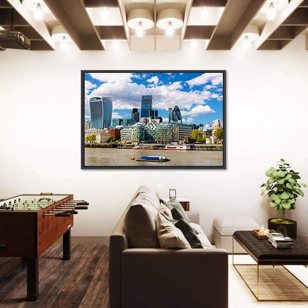 Skyscrapers Of The City Of London Canvas Wall Art-3 Horizontal-Gallery Wrap-25" x 16"-Tiaracle