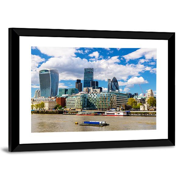 Skyscrapers Of The City Of London Canvas Wall Art-3 Horizontal-Gallery Wrap-25" x 16"-Tiaracle