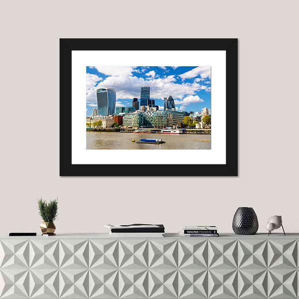 Skyscrapers Of The City Of London Canvas Wall Art-1 Piece-Framed Print-20" x 16"-Tiaracle