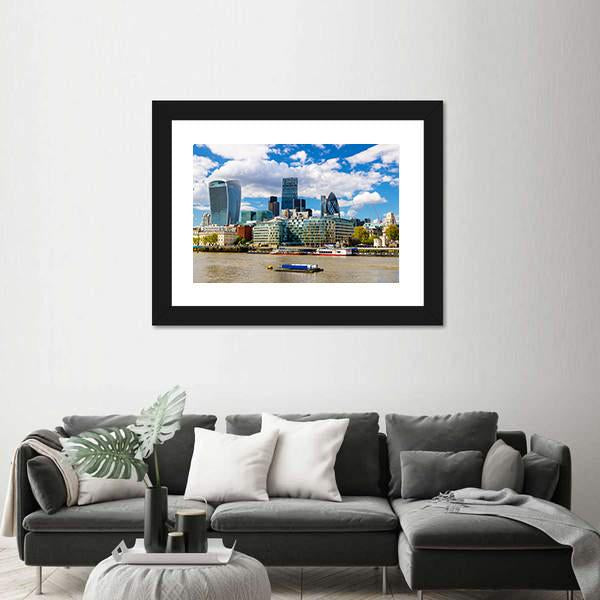 Skyscrapers Of The City Of London Canvas Wall Art-3 Horizontal-Gallery Wrap-25" x 16"-Tiaracle