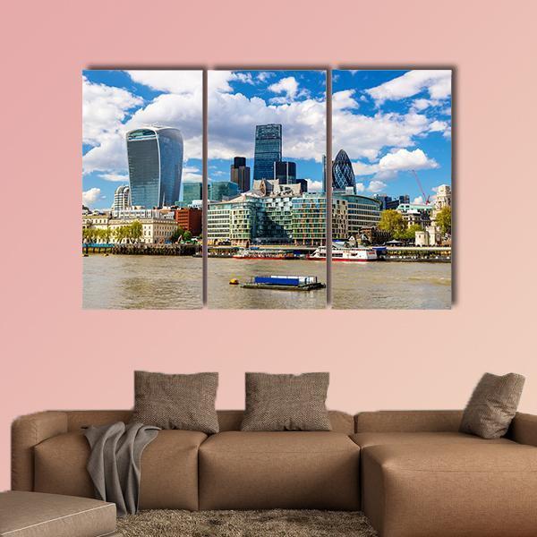 Skyscrapers Of The City Of London Canvas Wall Art-3 Horizontal-Gallery Wrap-37" x 24"-Tiaracle
