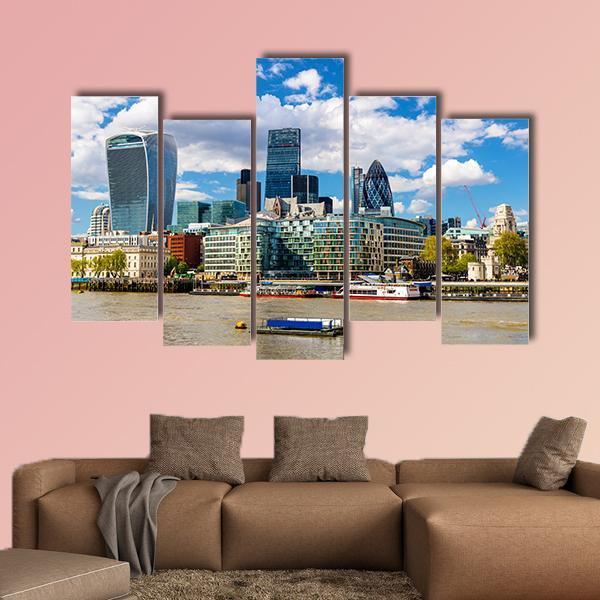 Skyscrapers Of The City Of London Canvas Wall Art-5 Pop-Gallery Wrap-47" x 32"-Tiaracle