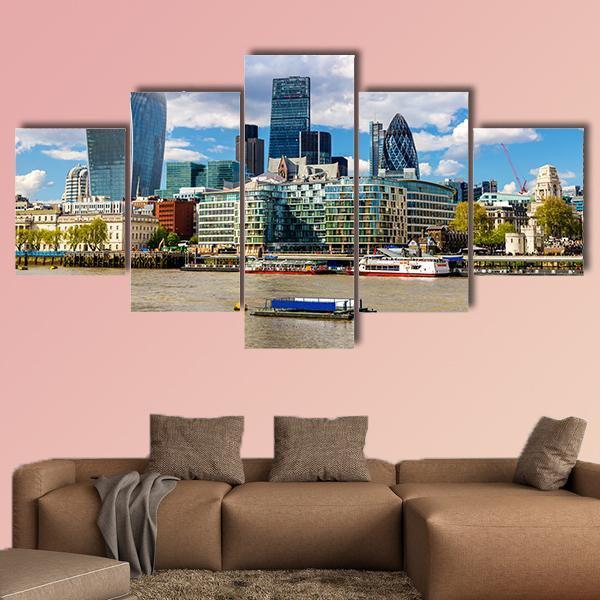 Skyscrapers Of The City Of London Canvas Wall Art-5 Star-Gallery Wrap-62" x 32"-Tiaracle