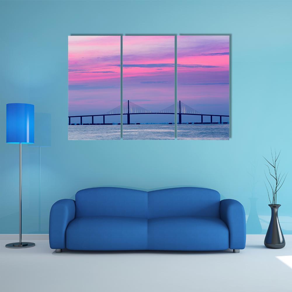 Skyway Bridge Canvas Wall Art-3 Horizontal-Gallery Wrap-37" x 24"-Tiaracle