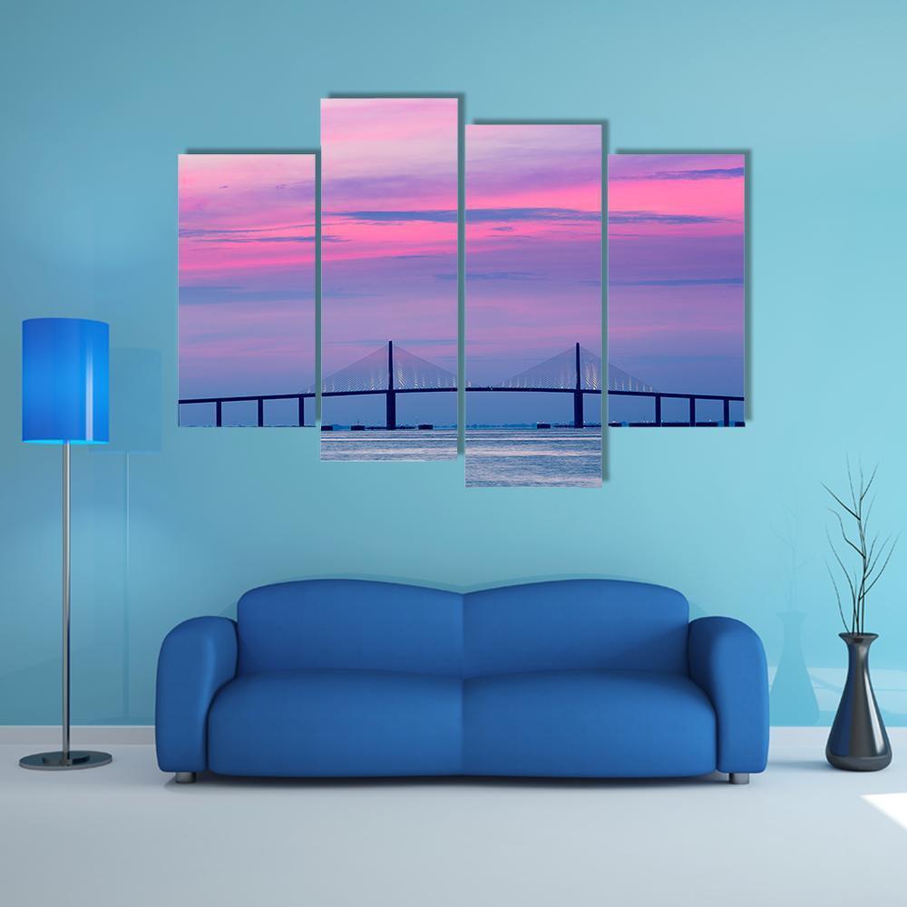 Skyway Bridge Canvas Wall Art-4 Pop-Gallery Wrap-50" x 32"-Tiaracle
