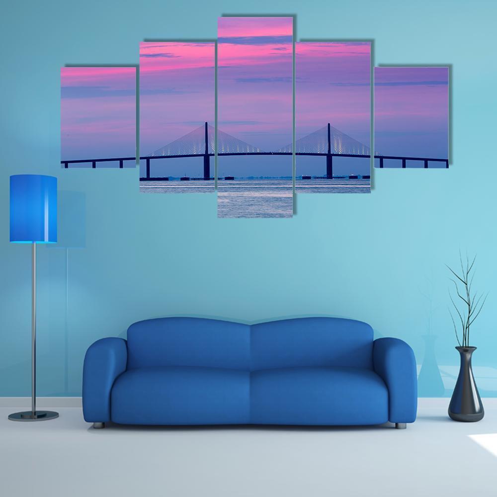 Skyway Bridge Canvas Wall Art-3 Horizontal-Gallery Wrap-37" x 24"-Tiaracle