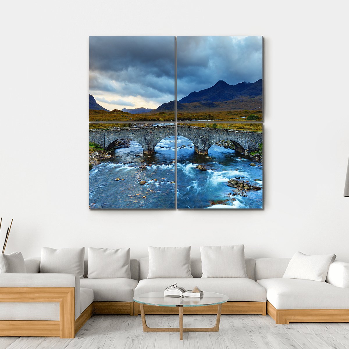 Sligachan Glen With Marsco Mountain Canvas Wall Art-4 Square-Gallery Wrap-17" x 17"-Tiaracle